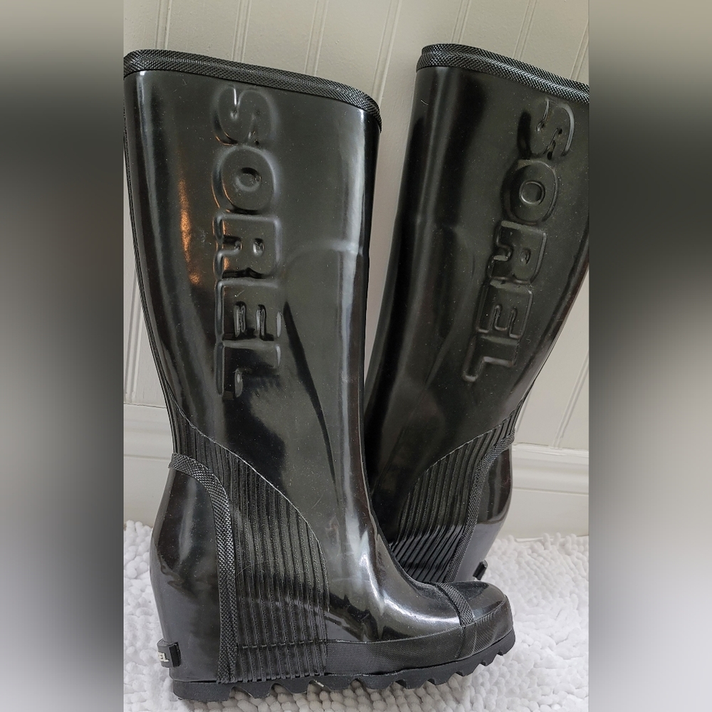 Sorel Joan Rain Wedge Tall heel Gloss